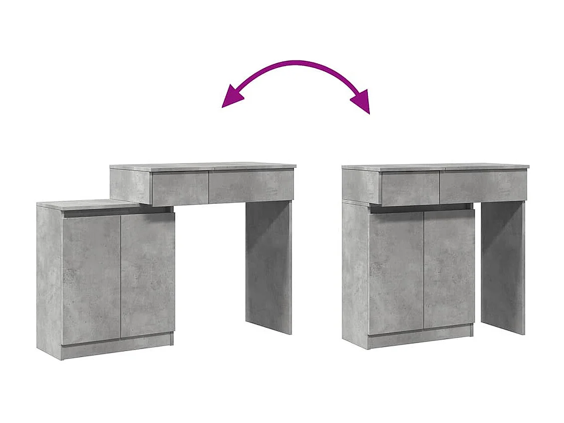 Schminktisch mit LED-Beleuchtung Betongrau 115x37x110,5 cm