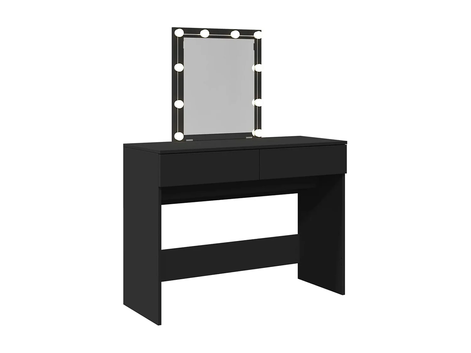 Tocador con luces LED negro 100x40x130 cm