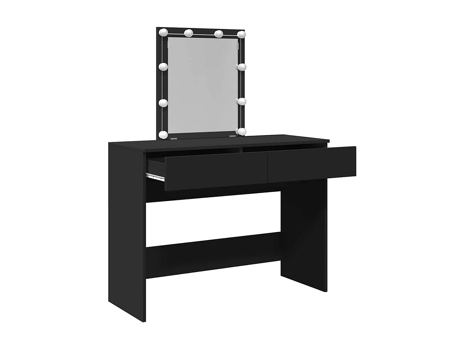 Tocador con luces LED negro 100x40x130 cm