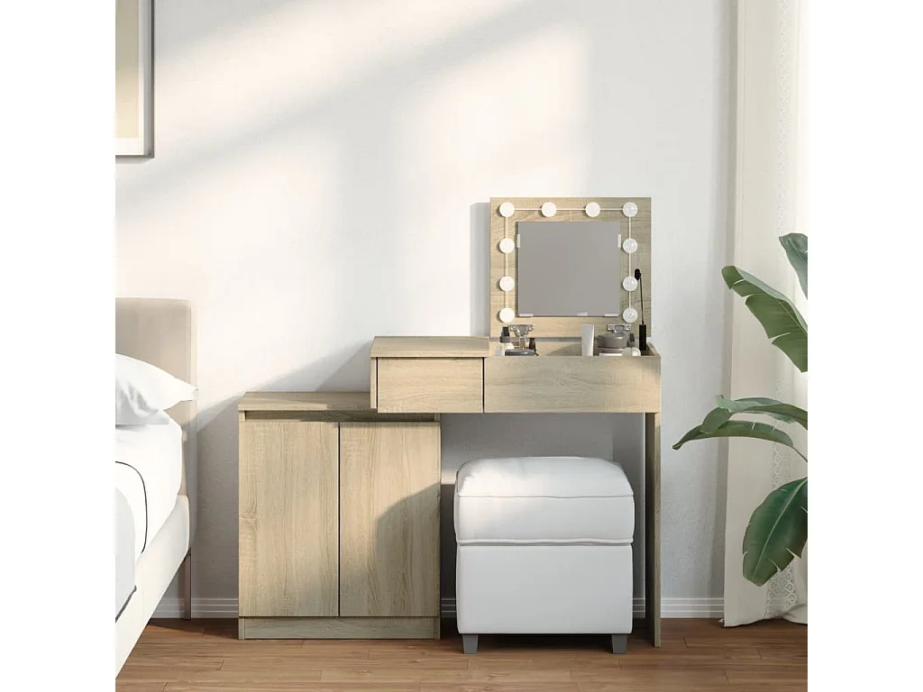 Toucador com LED 115x37x110,5 cm carvalho sonoma