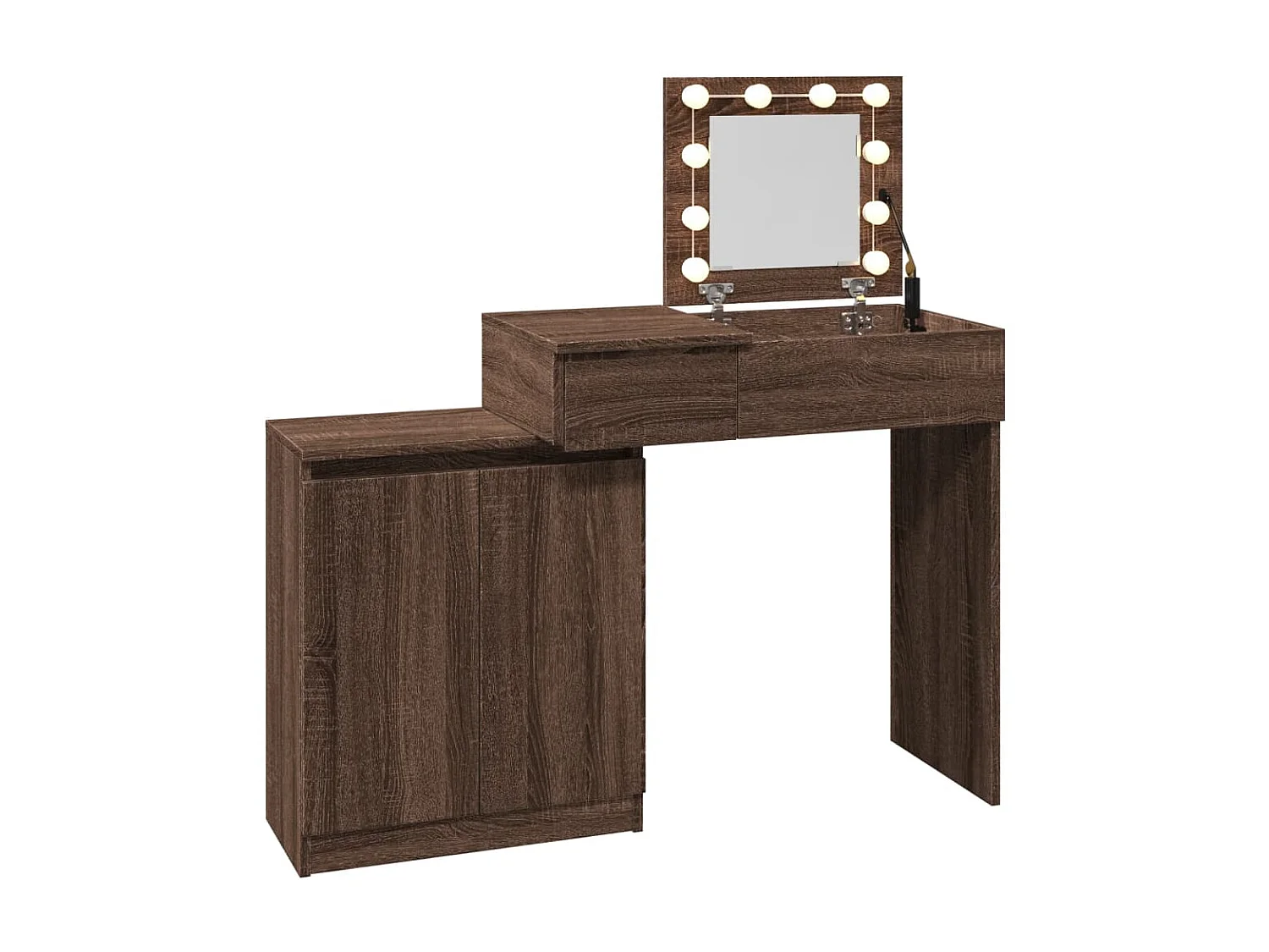 Coiffeuse avec LED chêne marron 115x37x110,5 cm