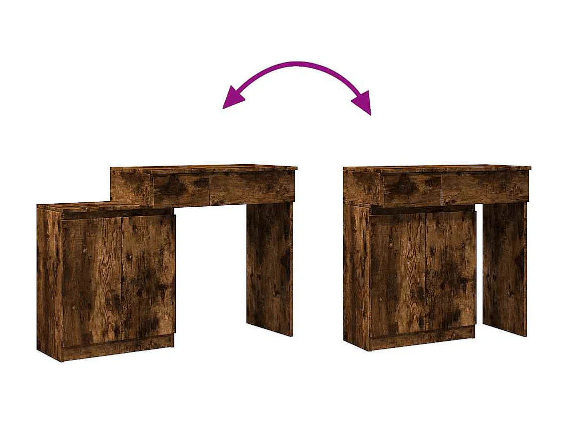 Coiffeuse avec LED chêne fumé 115x37x110,5 cm