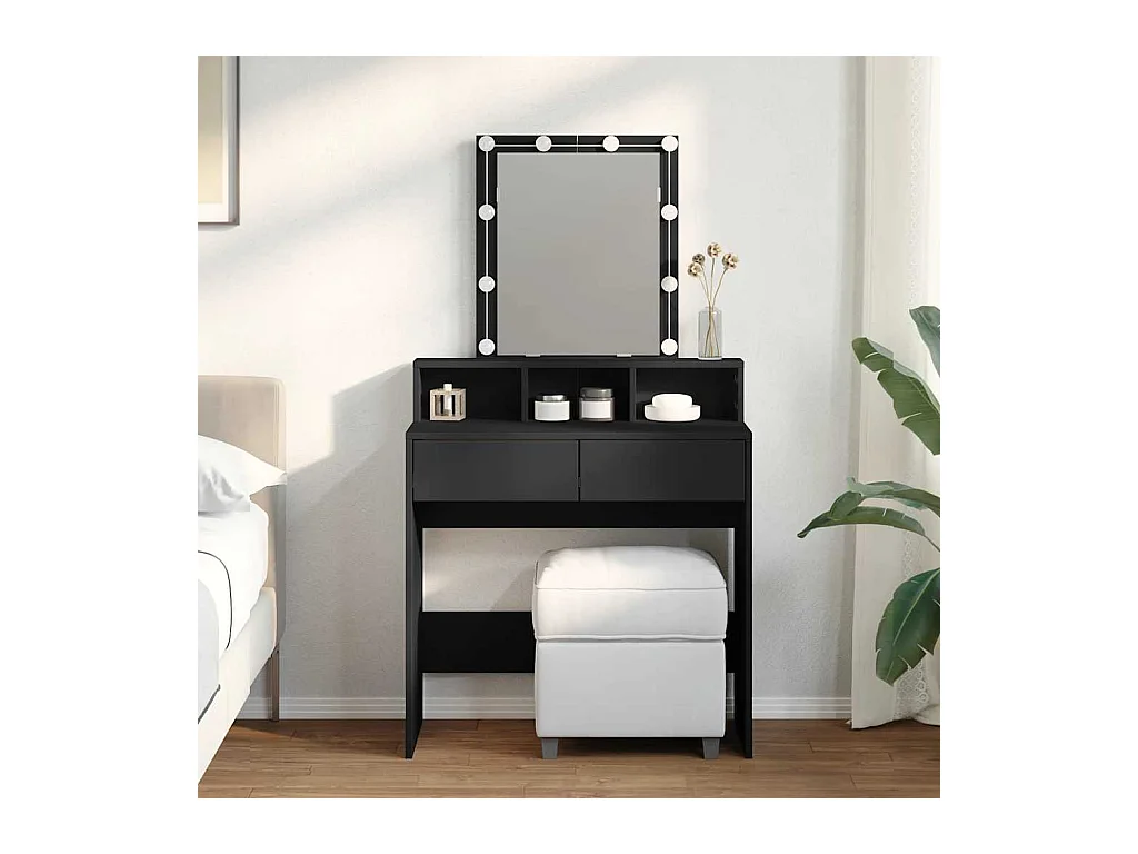 Coiffeuse avec LED noir 80x41x144,5 cm