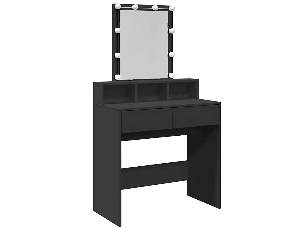Schminktisch mit LED-Beleuchtung Schwarz 80x41x144,5 cm