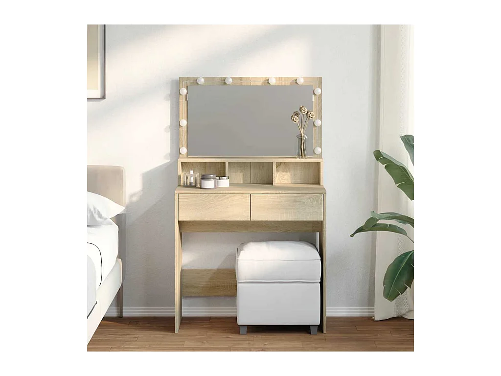 Coiffeuse avec LED chêne sonoma 80x41x134,5 cm