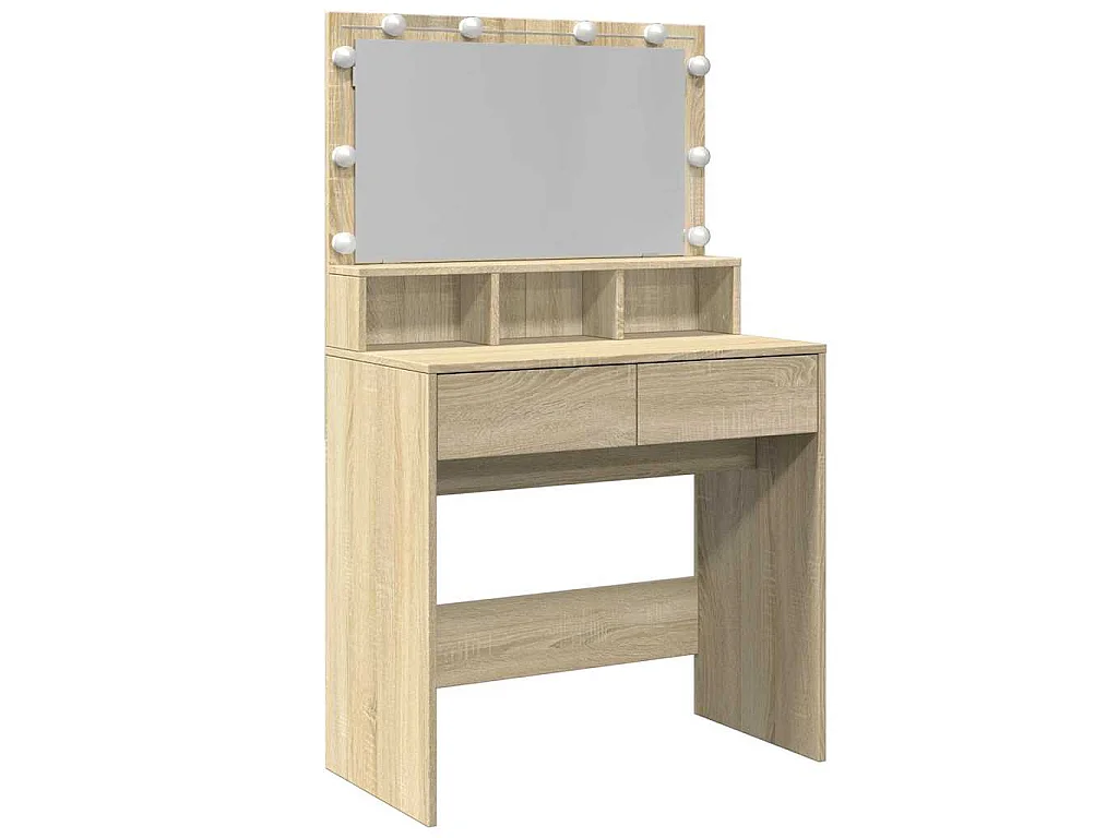 Tocador con luces LED color roble Sonoma 80x41x134,5 cm