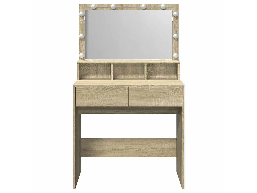 Tocador con luces LED color roble Sonoma 80x41x134,5 cm
