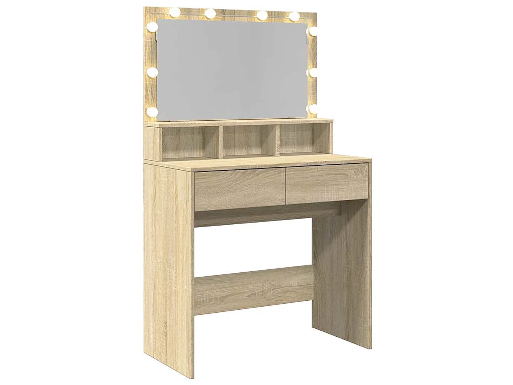 Tocador con luces LED color roble Sonoma 80x41x134,5 cm