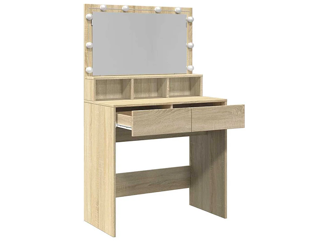 Tocador con luces LED color roble Sonoma 80x41x134,5 cm