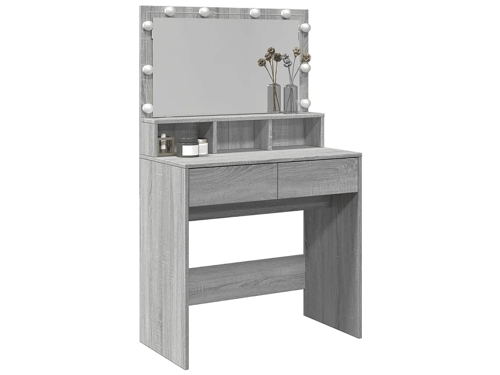 Kaptafel met LED 80x41x134,5 cm grijs sonoma eikenkleurig