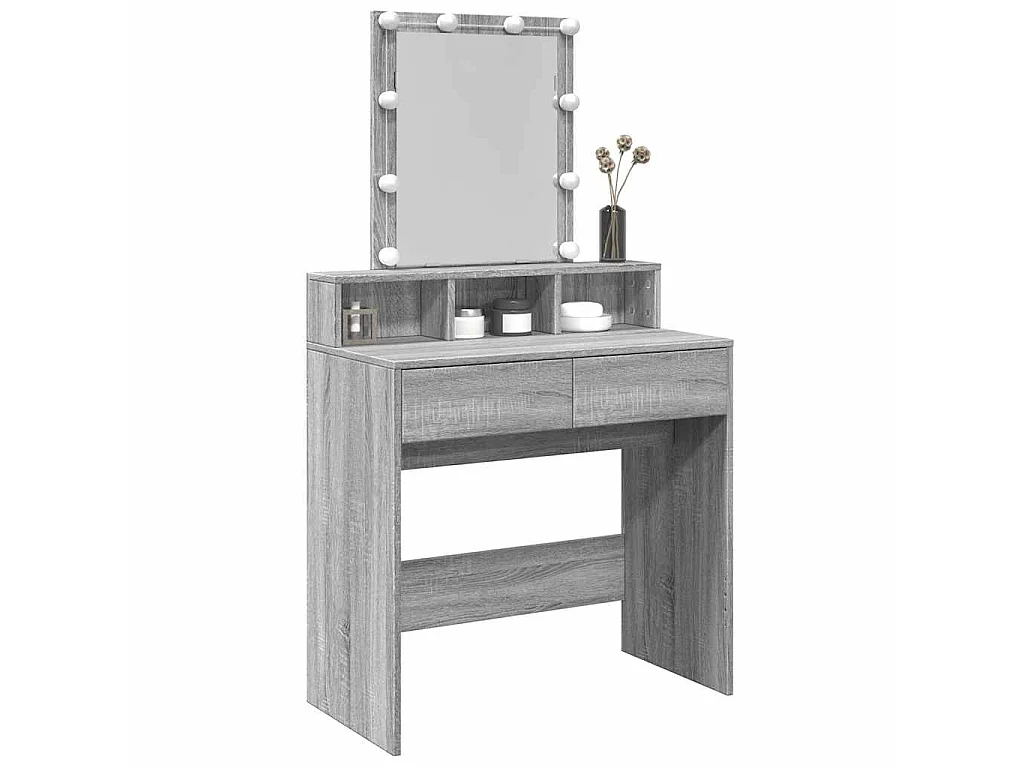 Schminktisch mit LED-Beleuchtung Grau Sonoma 80x41x144,5 cm