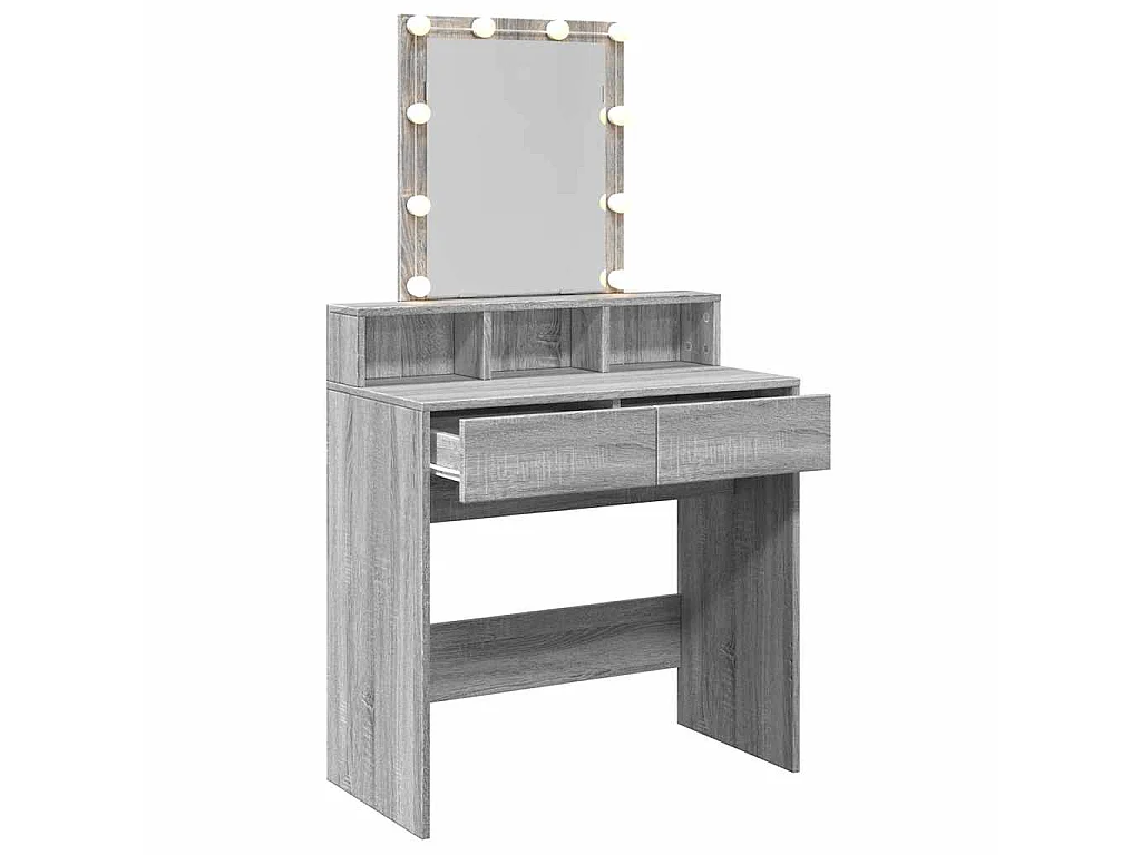 Schminktisch mit LED-Beleuchtung Grau Sonoma 80x41x144,5 cm