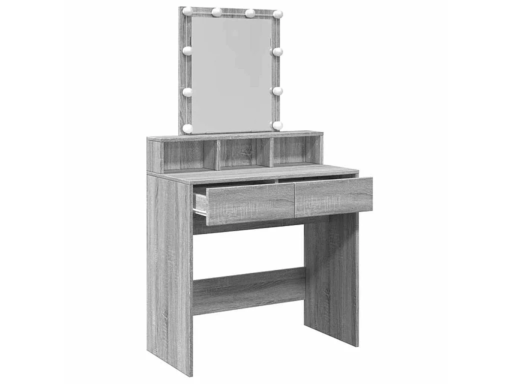Schminktisch mit LED-Beleuchtung Grau Sonoma 80x41x144,5 cm