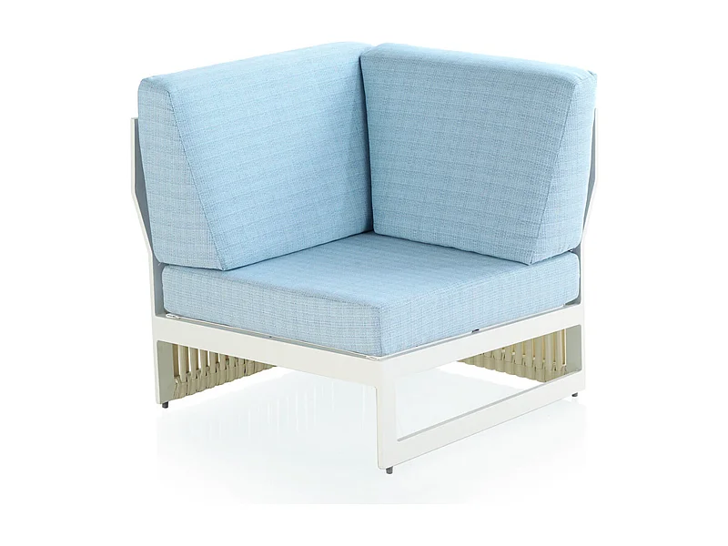 Ecksessel aus Aluminium und Kunstfaser weiß