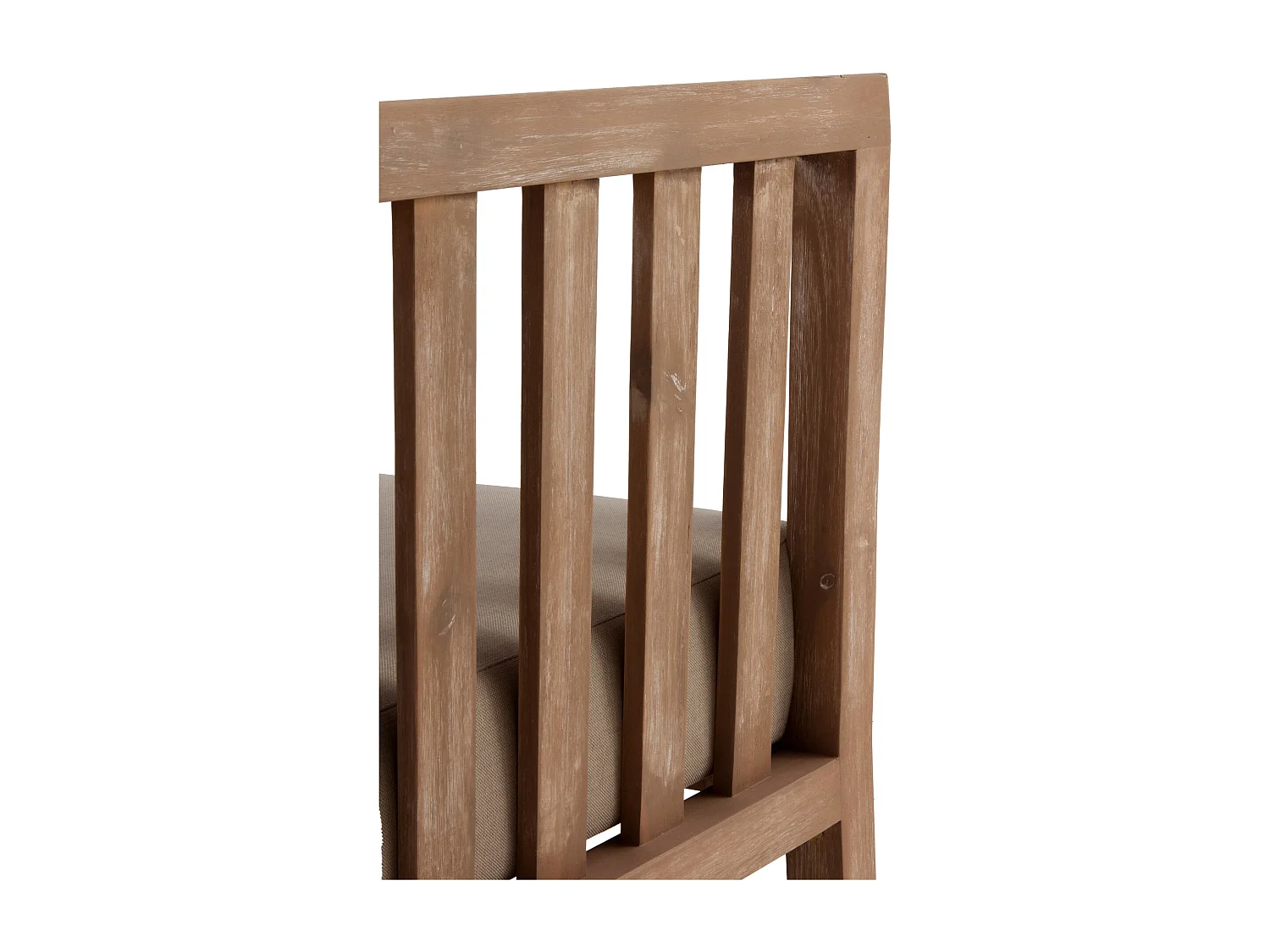 Akazienholzsessel mit taupefarbenen Polstern