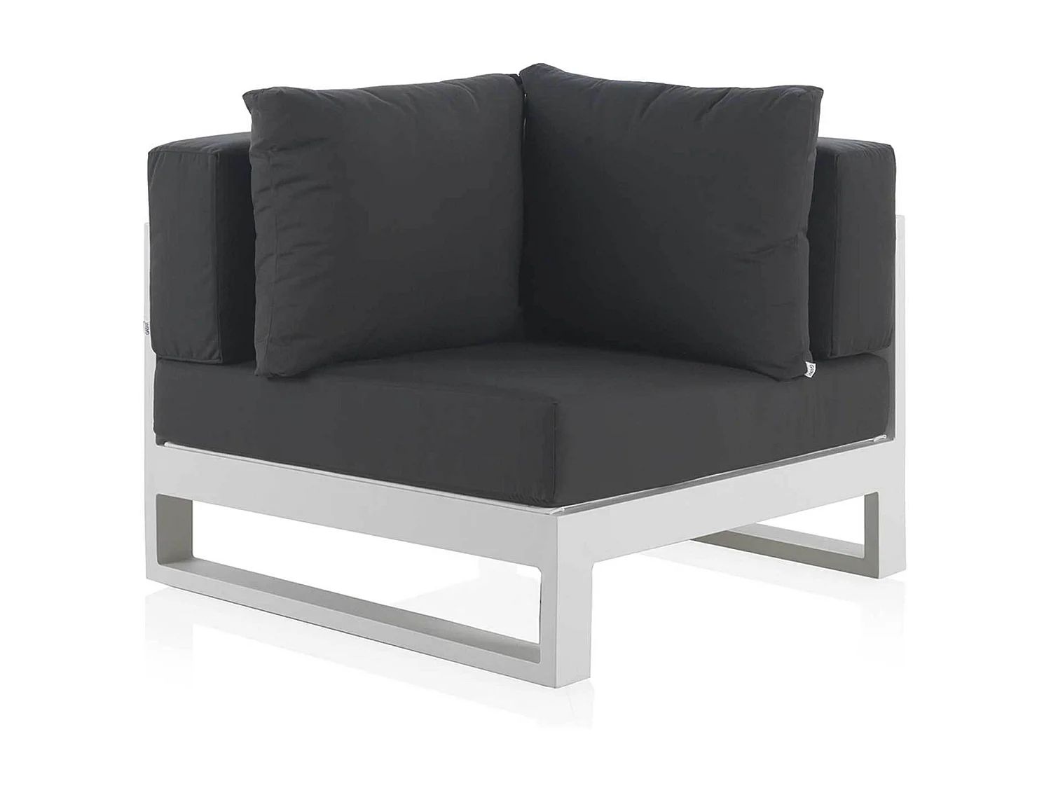 Ecksessel aus Aluminium  mit  Kissen weiß undschwarz