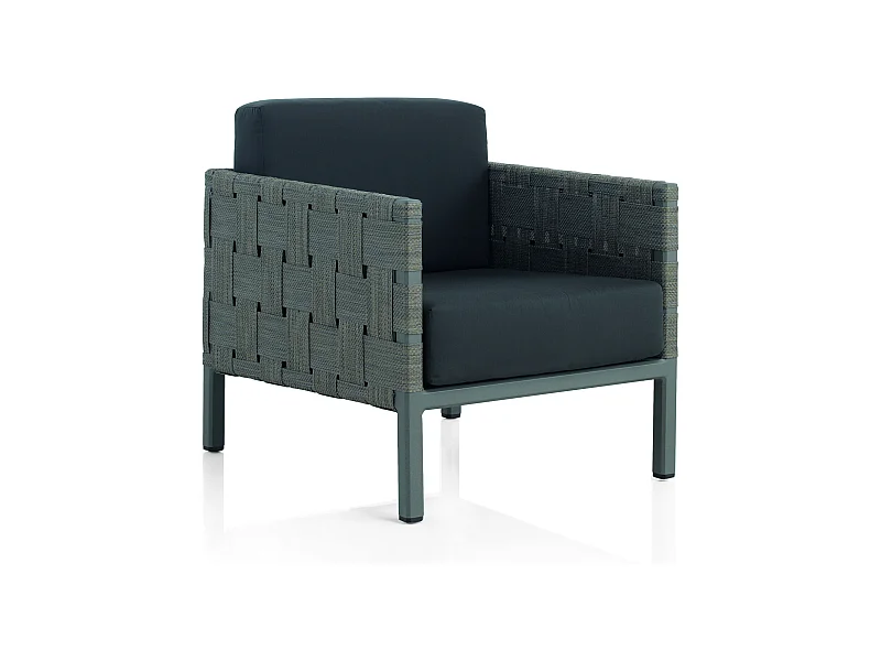 Taupefarbener Sessel aus Aluminium und taupefarbener Kunstfaser