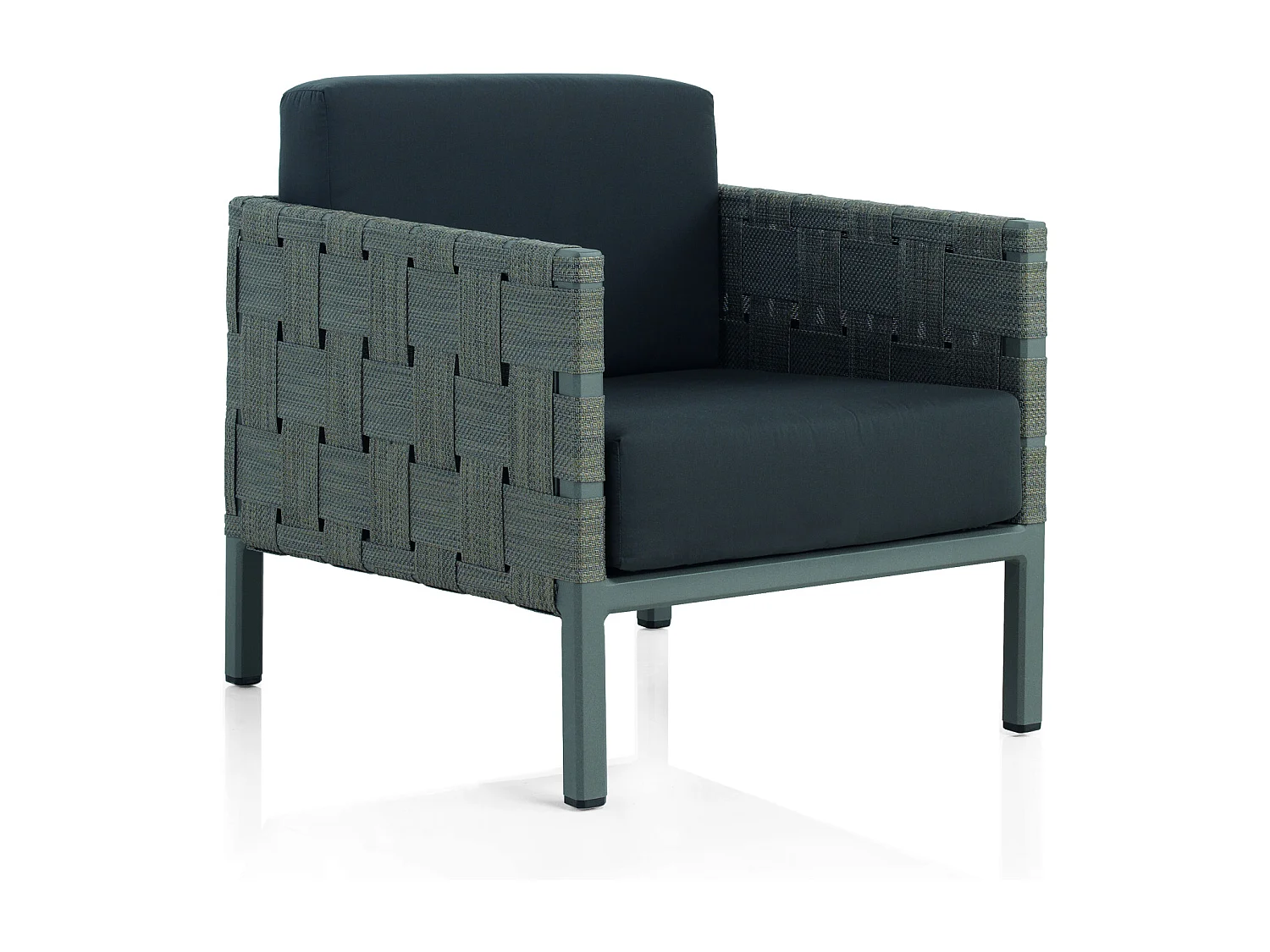 Sillón de aluminio topo y fibra Fifertex con cojín negro