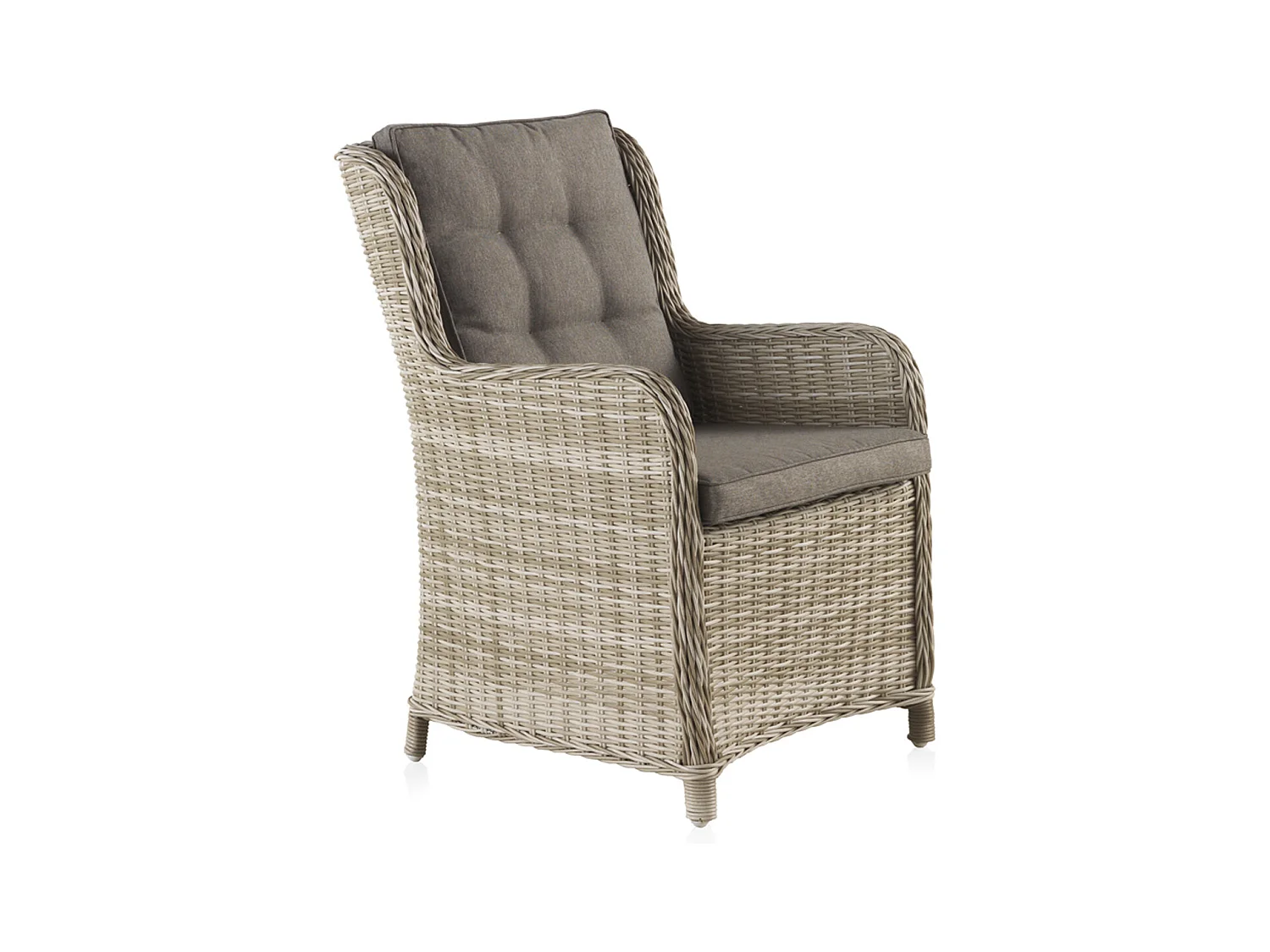 Fauteuil en aluminium et fibre marron clair et coussins marron clair