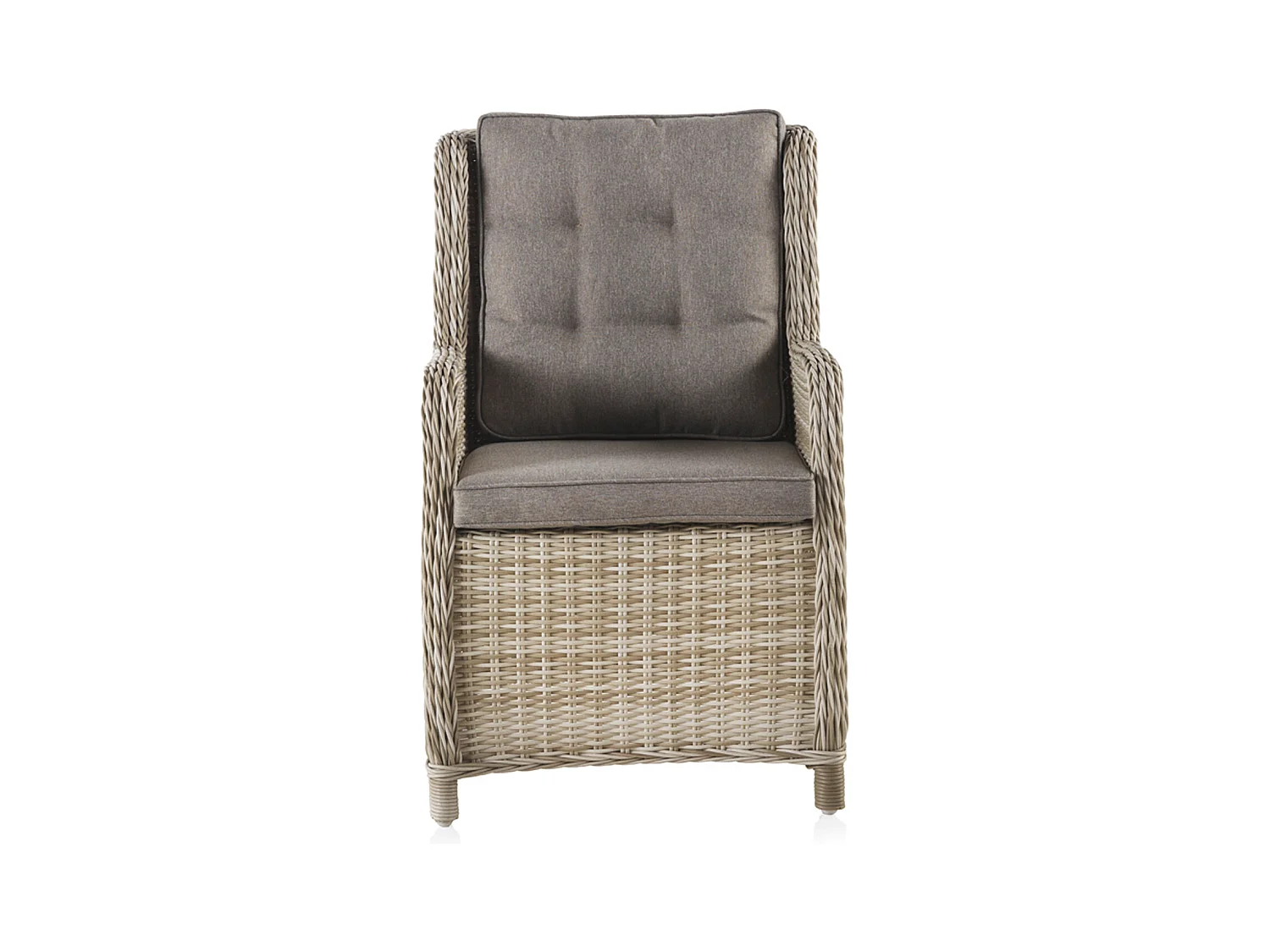 Fauteuil en aluminium et fibre marron clair et coussins marron clair