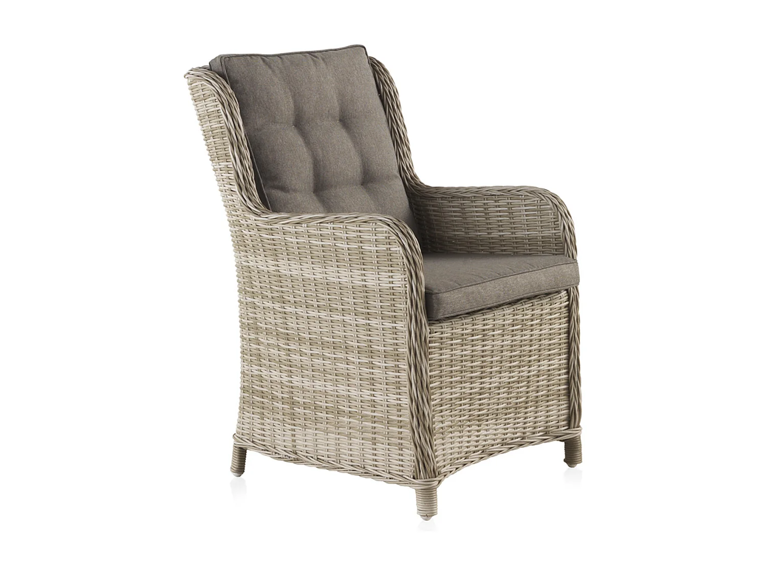 Fauteuil en aluminium et fibre marron clair avec coussins marron clair