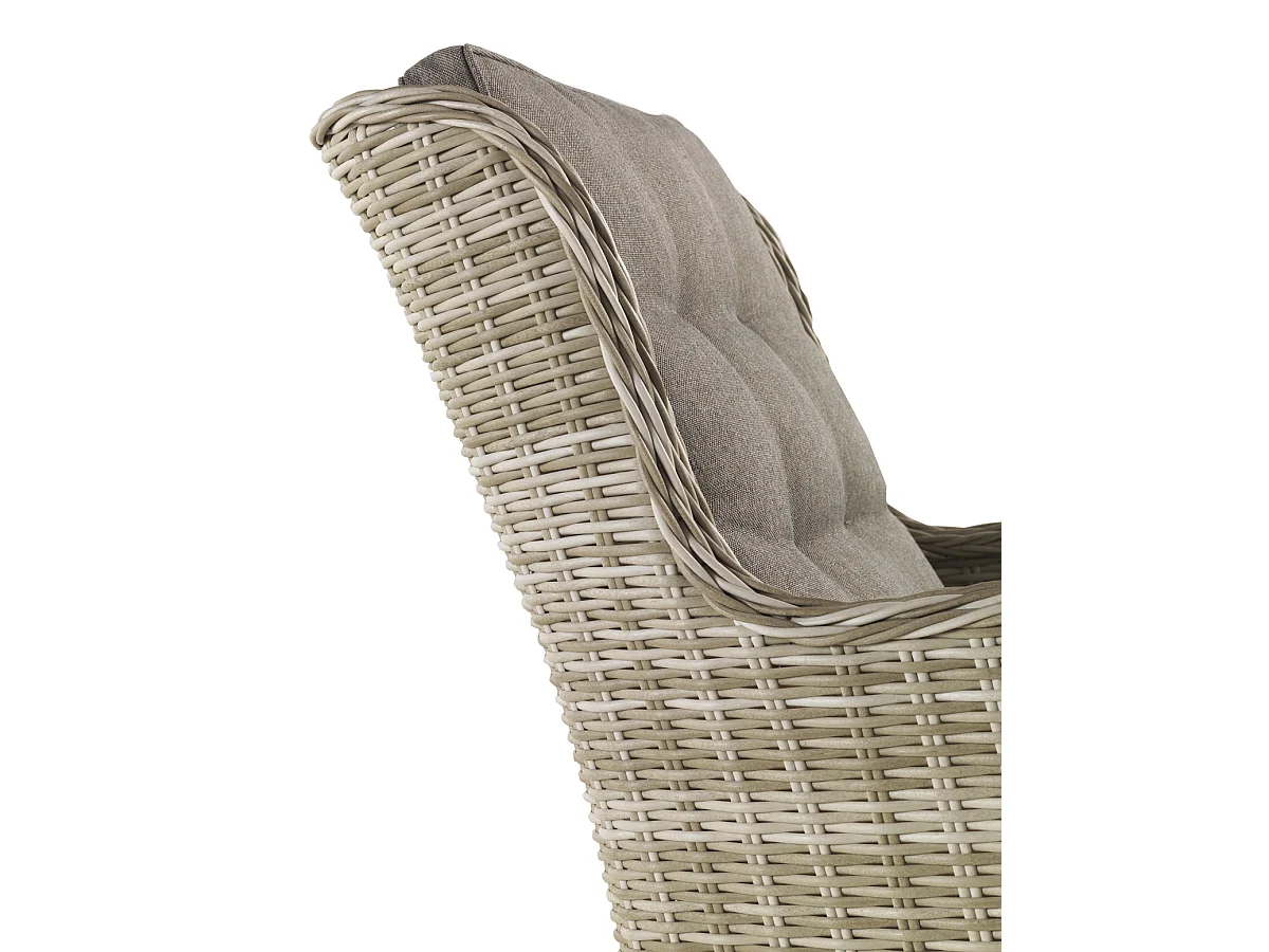 Fauteuil en aluminium et fibre marron clair avec coussins marron clair