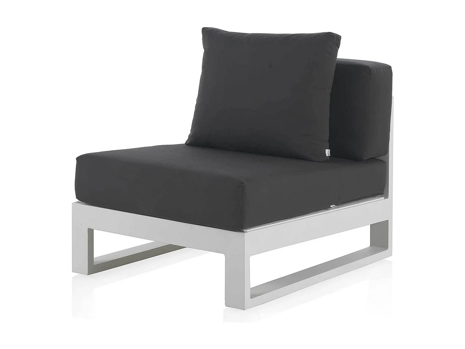 Cadeirão modular em alumínio branco com almofadas pretas