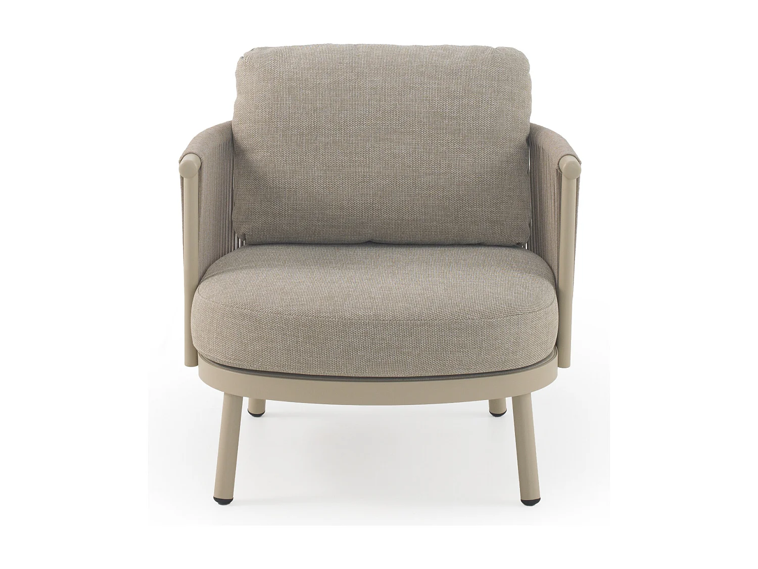 Sillón de aluminio con cuerda trenzada color arena