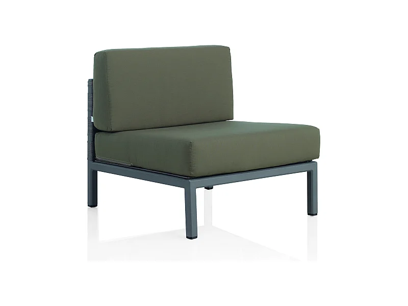 Sessel aus Aluminium und Fiberglas in Taupe mit braun Polstern