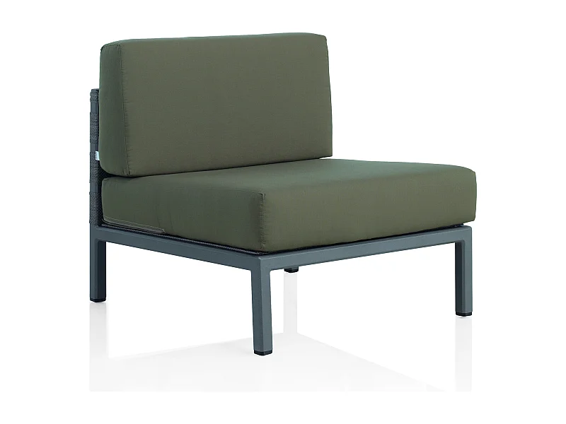 Fauteuil en aluminium taupe et fibre Fifertex avec coussin marron