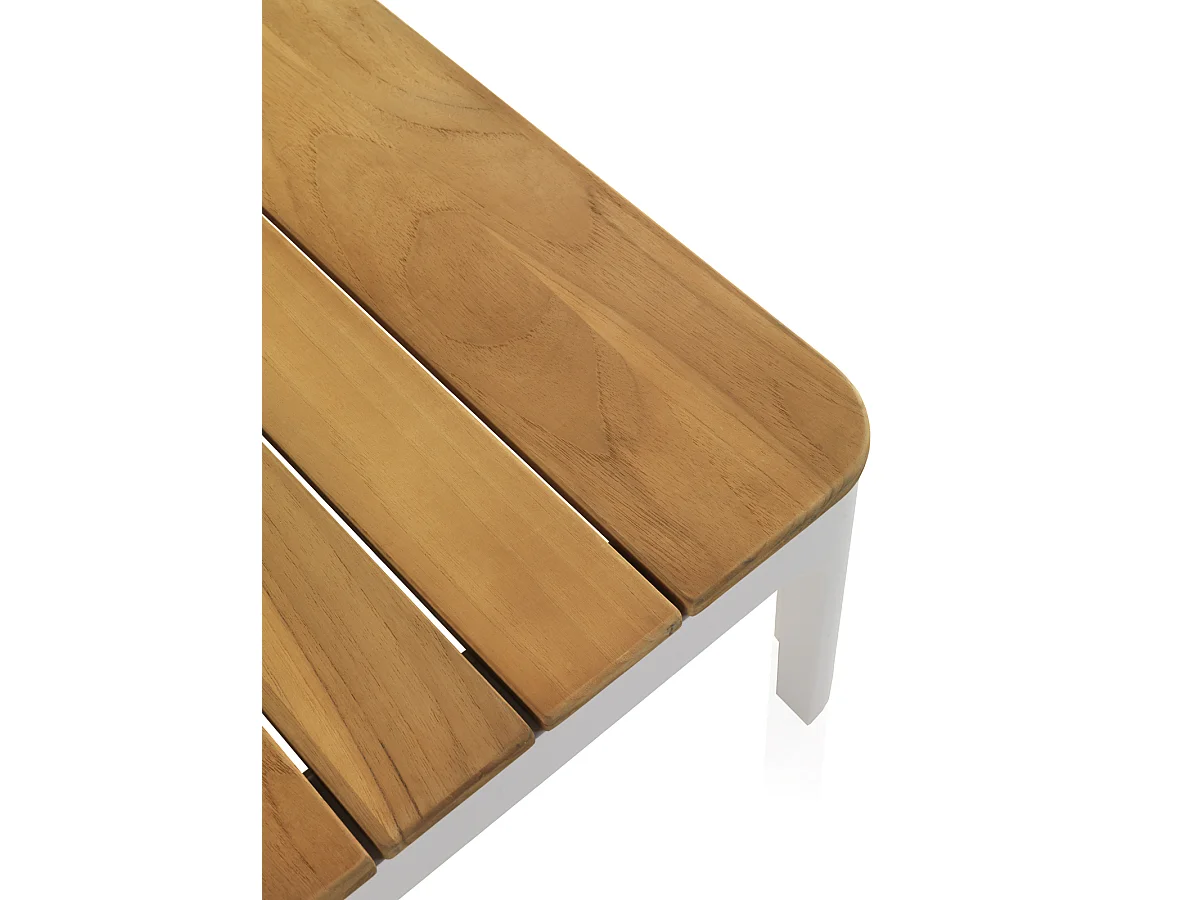 Poltrona 4 pezzi in alluminio bianco con cuscini marrone chiaro