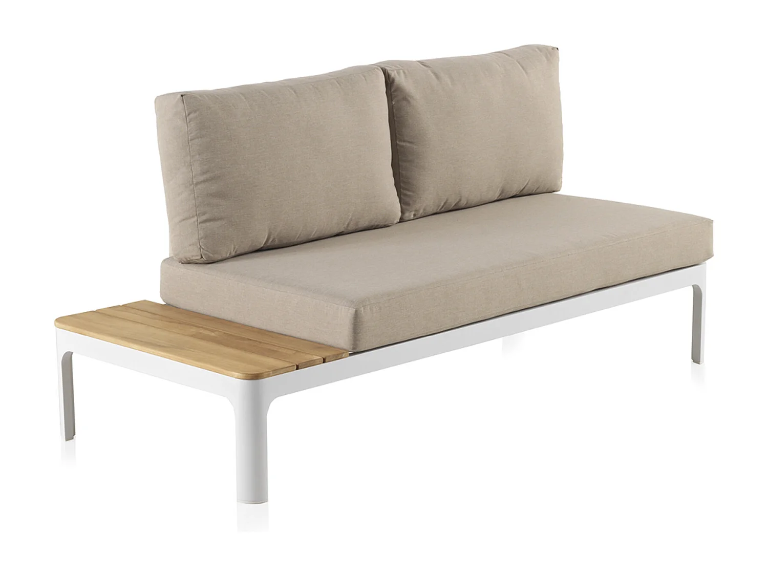 Poltrona 4 pezzi in alluminio bianco con cuscini marrone chiaro