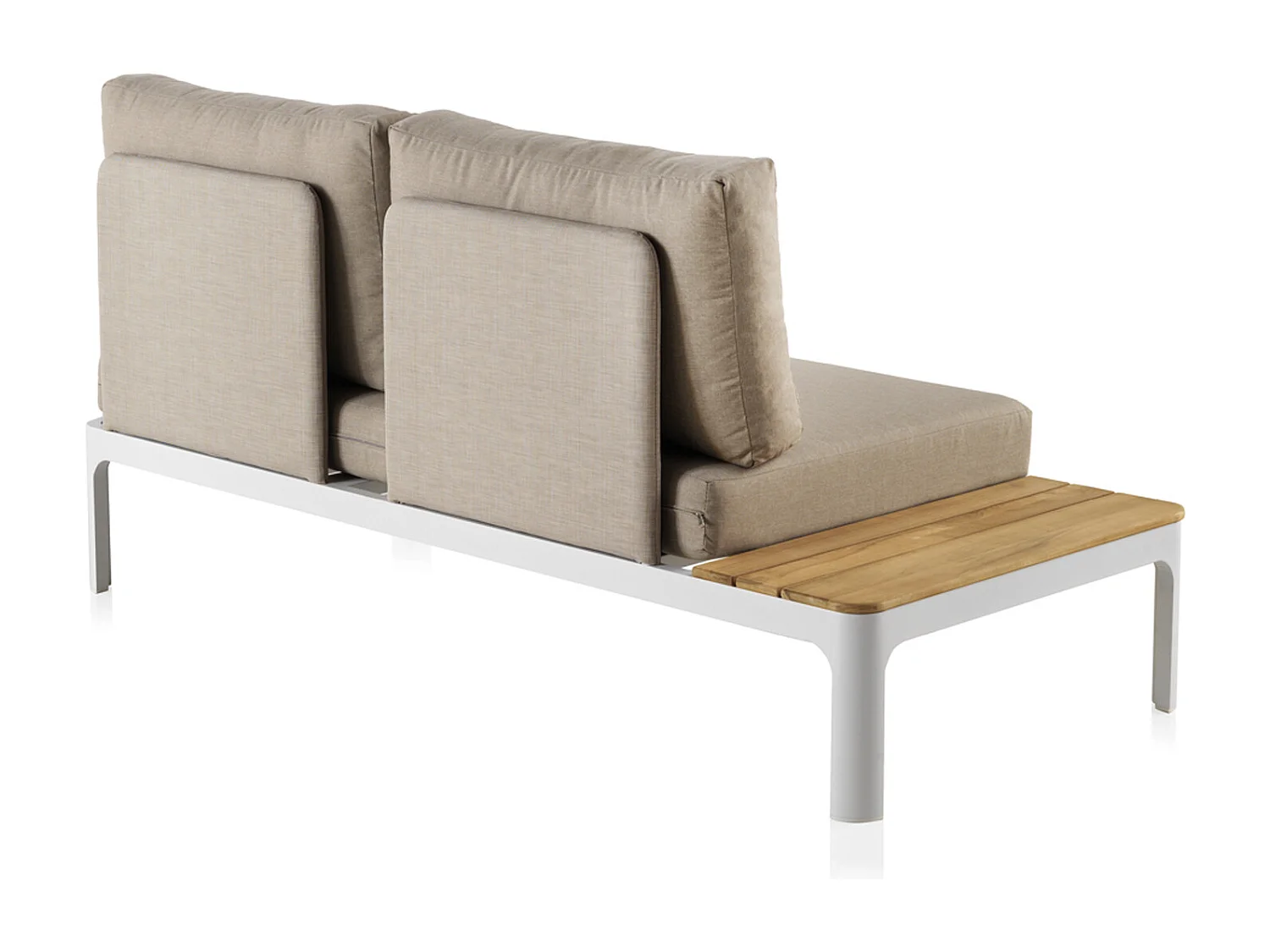 Poltrona 4 pezzi in alluminio bianco con cuscini marrone chiaro