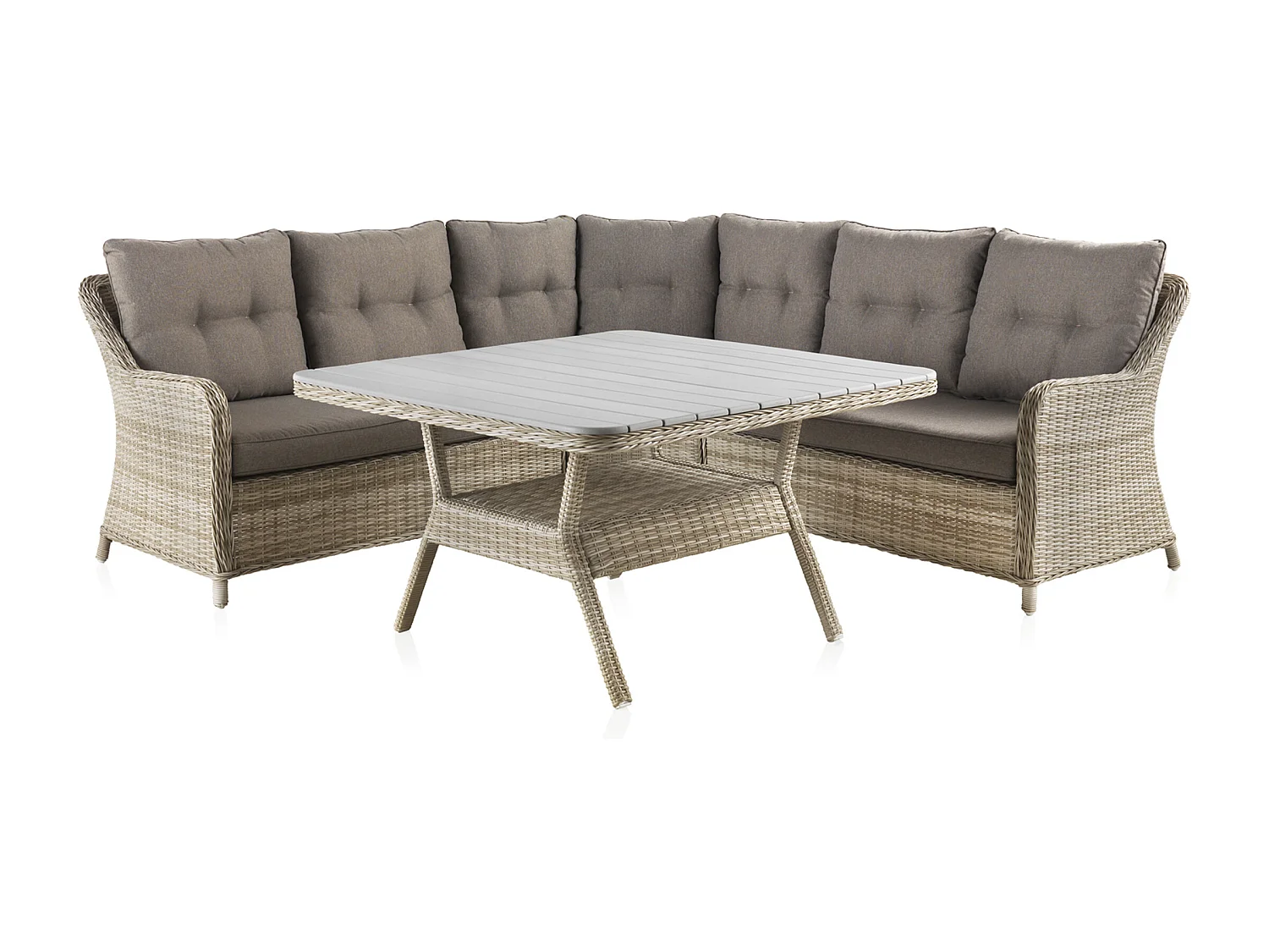 Salon 4 pièces fibre synthétique marron avec coussins marrons