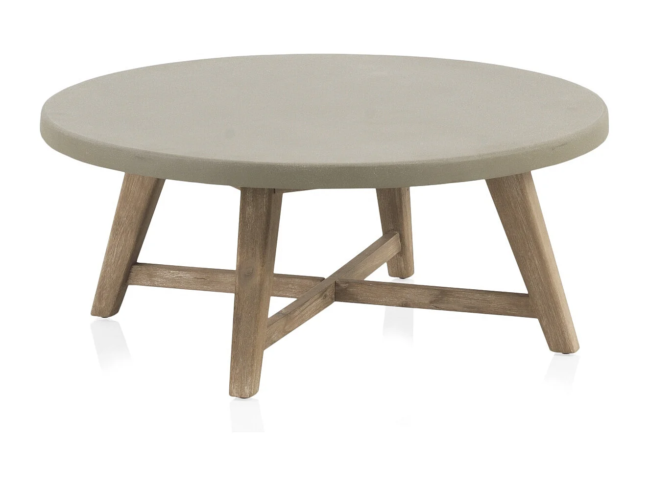 Salón de 3 piezas en madera de acacia, cuerda trenzada y cojines color topo