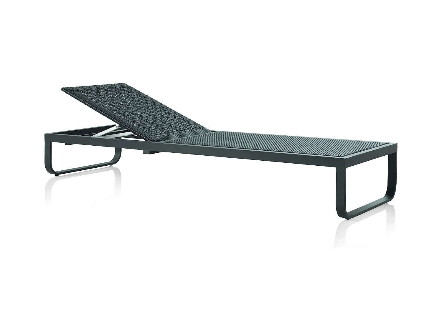 Bain de soleil en aluminium couleur marron avec coussin gris