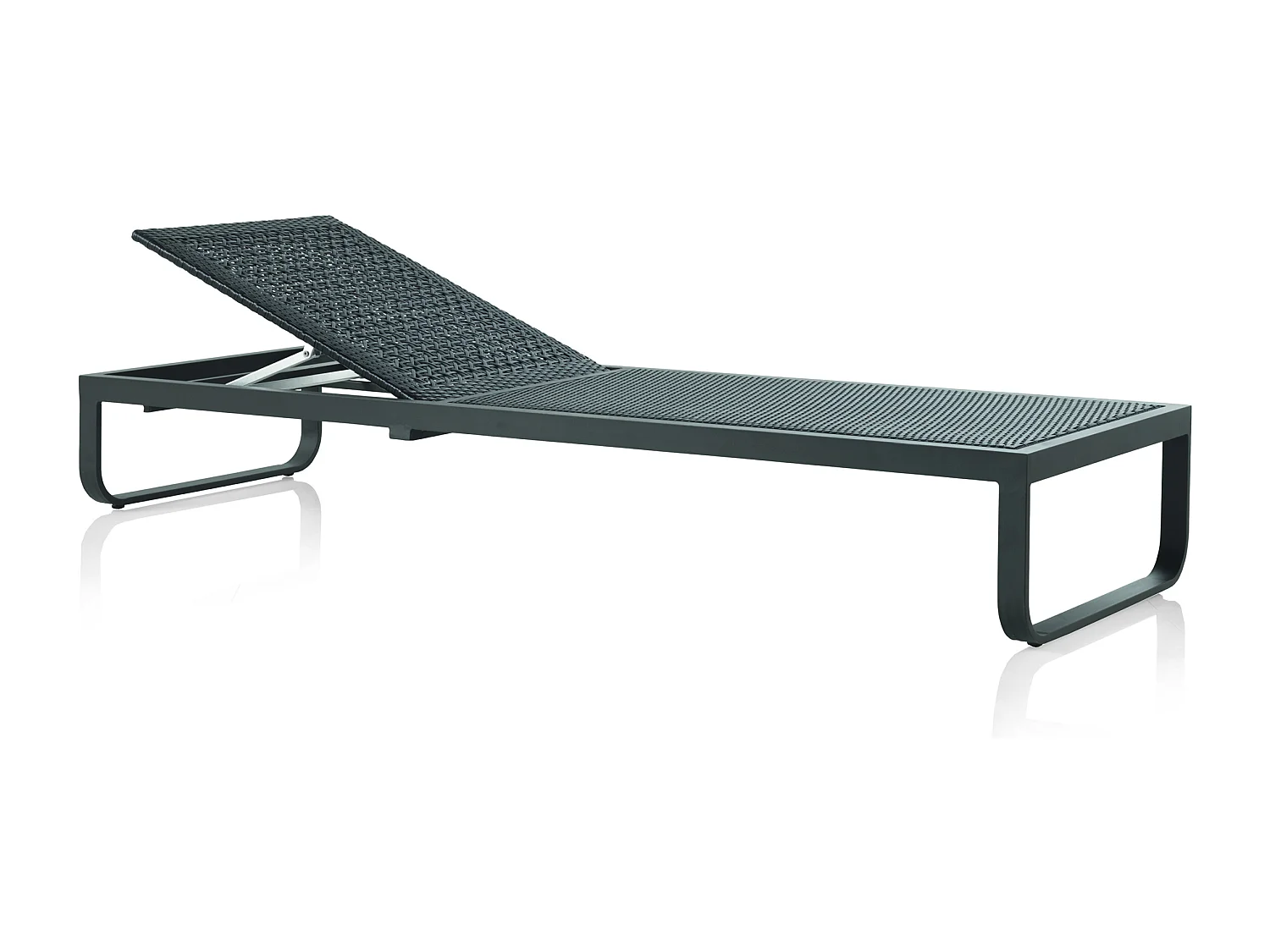 Chaise longue marrone in alluminio con cuscino grigio