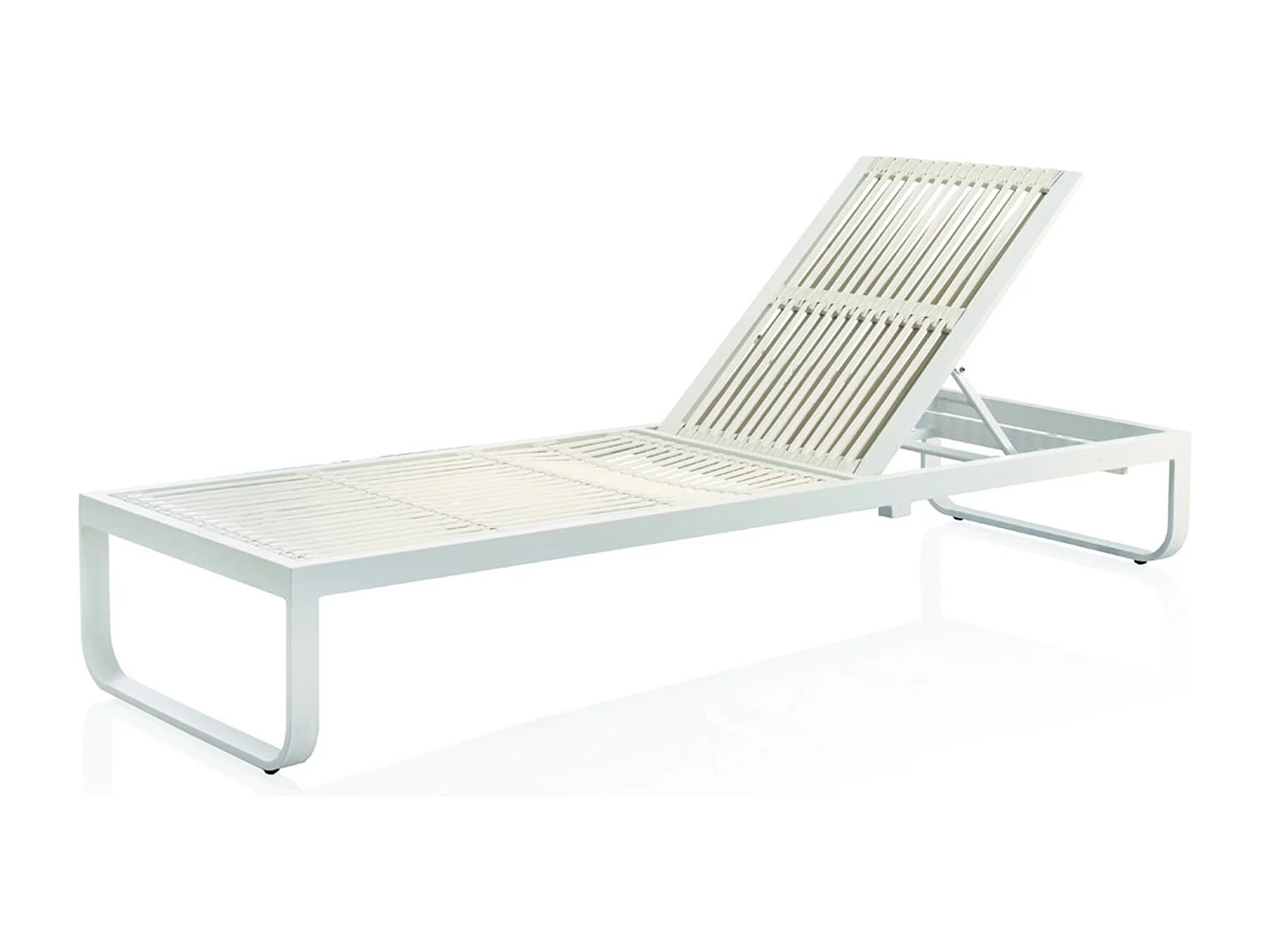 Chaise longue em alumínio branco e fibra sintética branca com almofada azul