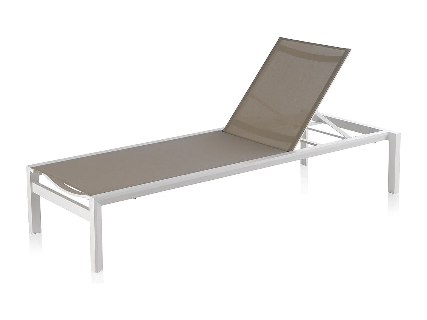 Tumbona de aluminio blanco con tejido plastificado color topo