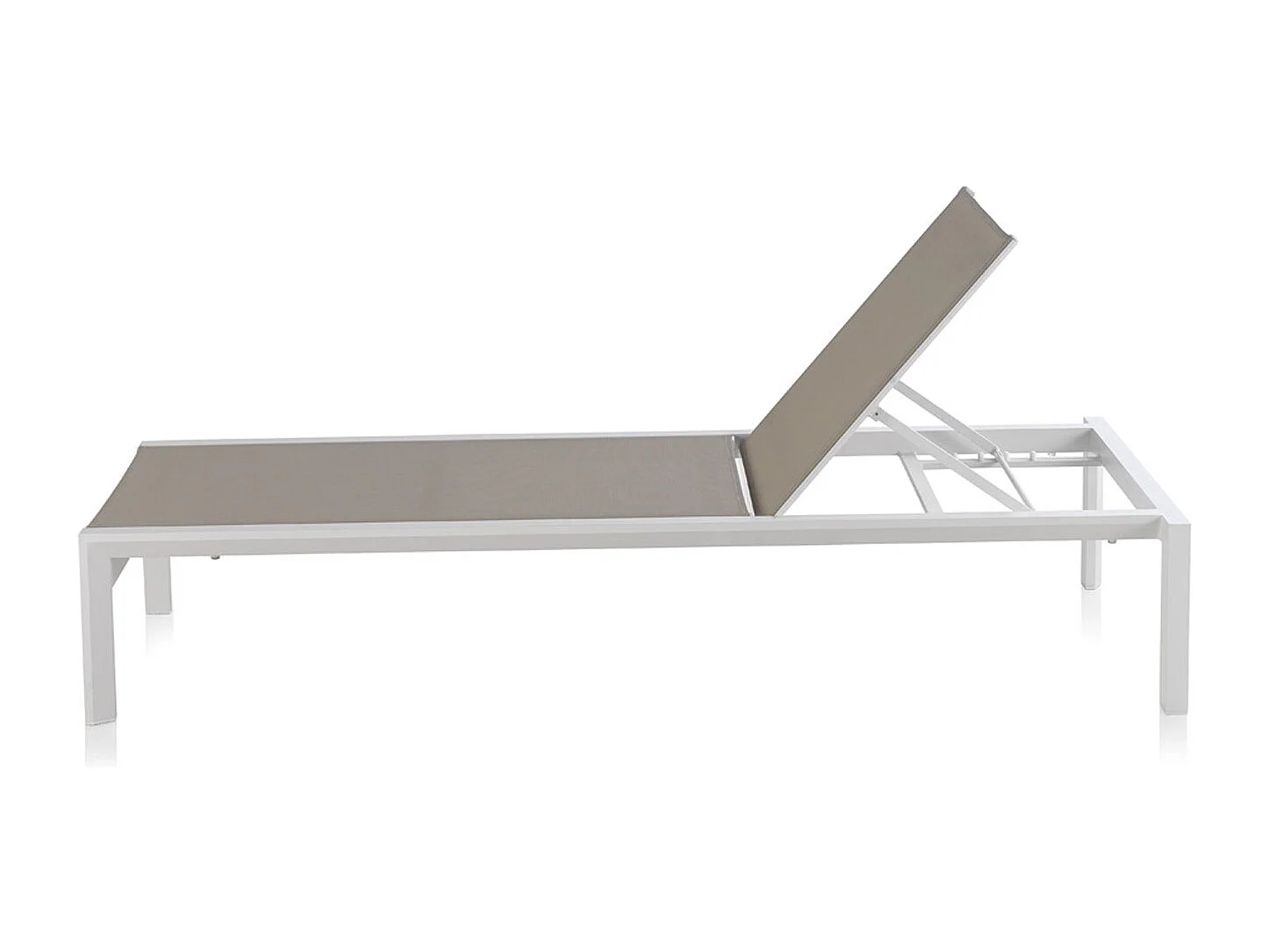 Tumbona de aluminio blanco con tejido plastificado color topo