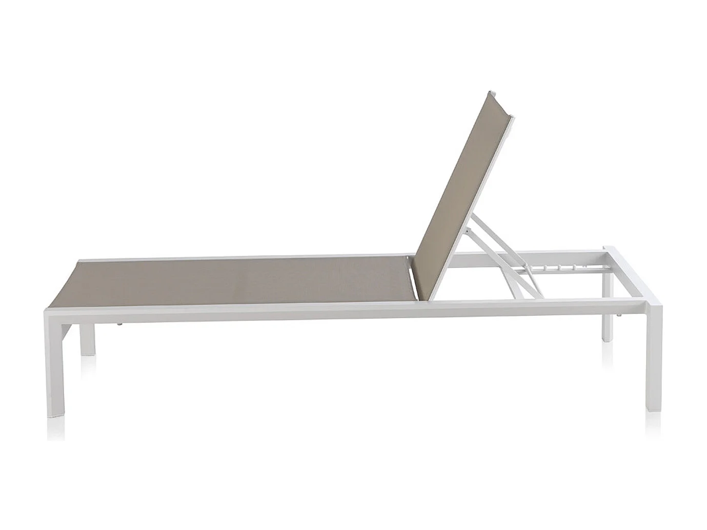 Tumbona de aluminio blanco con tejido plastificado color topo