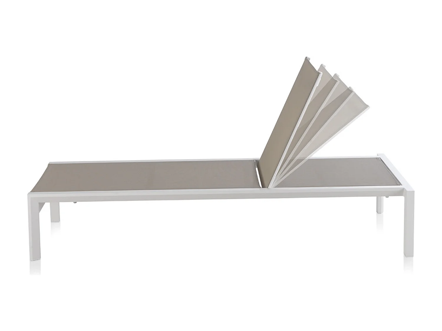 Tumbona de aluminio blanco con tejido plastificado color topo