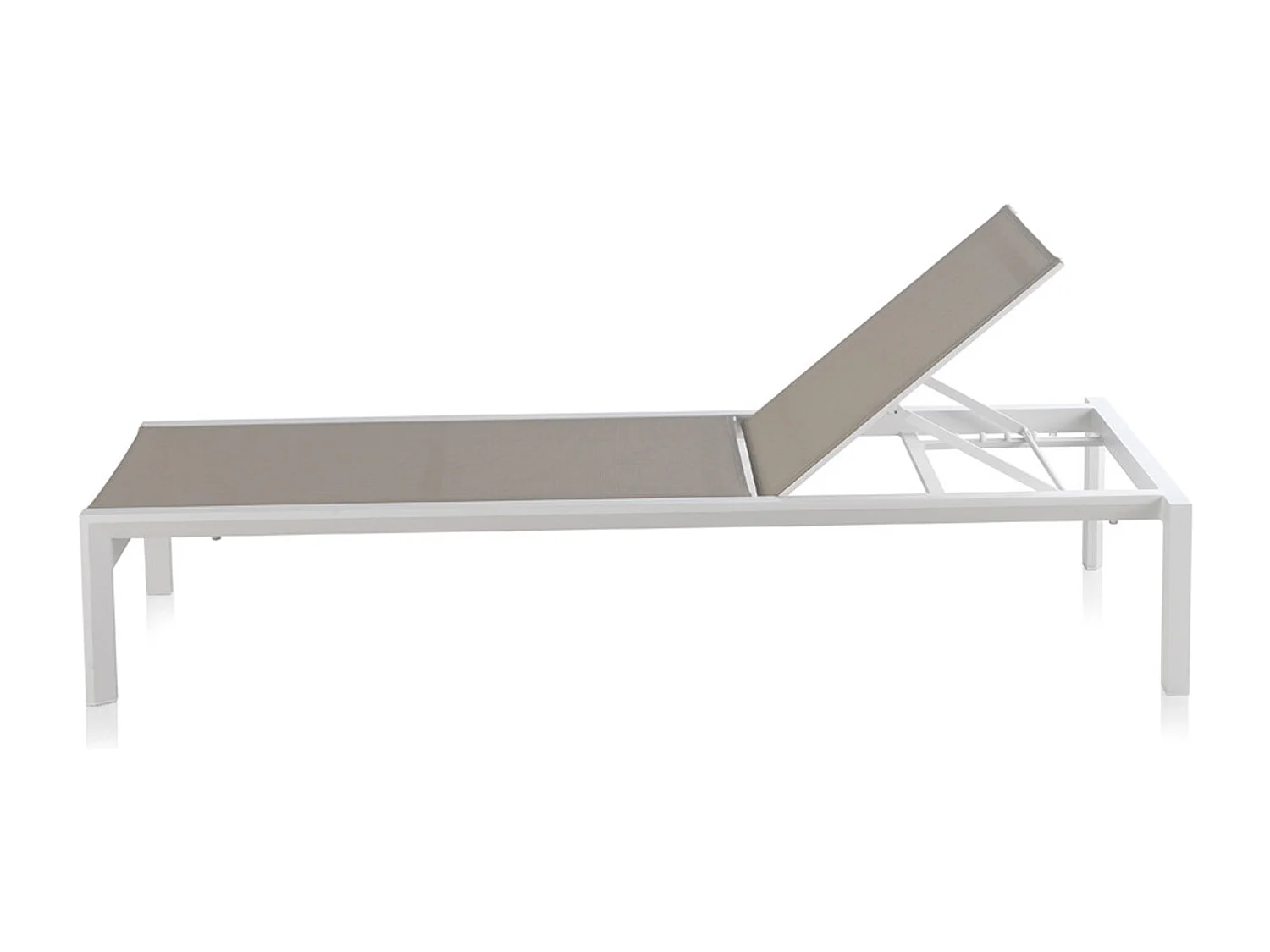 Tumbona de aluminio blanco con tejido plastificado color topo
