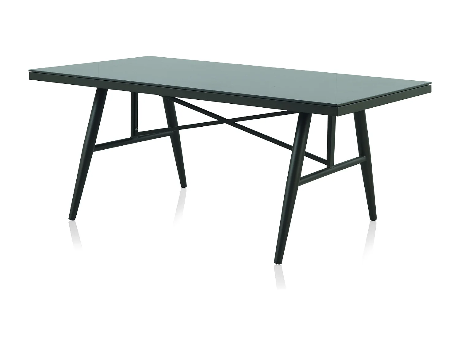 Tavolo in alluminio marrone e vetro temperato effetto pietra 180x100 cm