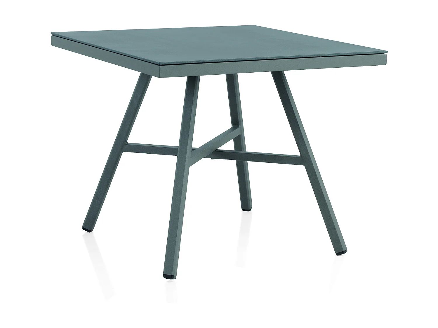 Mesa quadrada em alumínio e vidro temperado com efeito de pedra em tons de cinza 90x90 cm