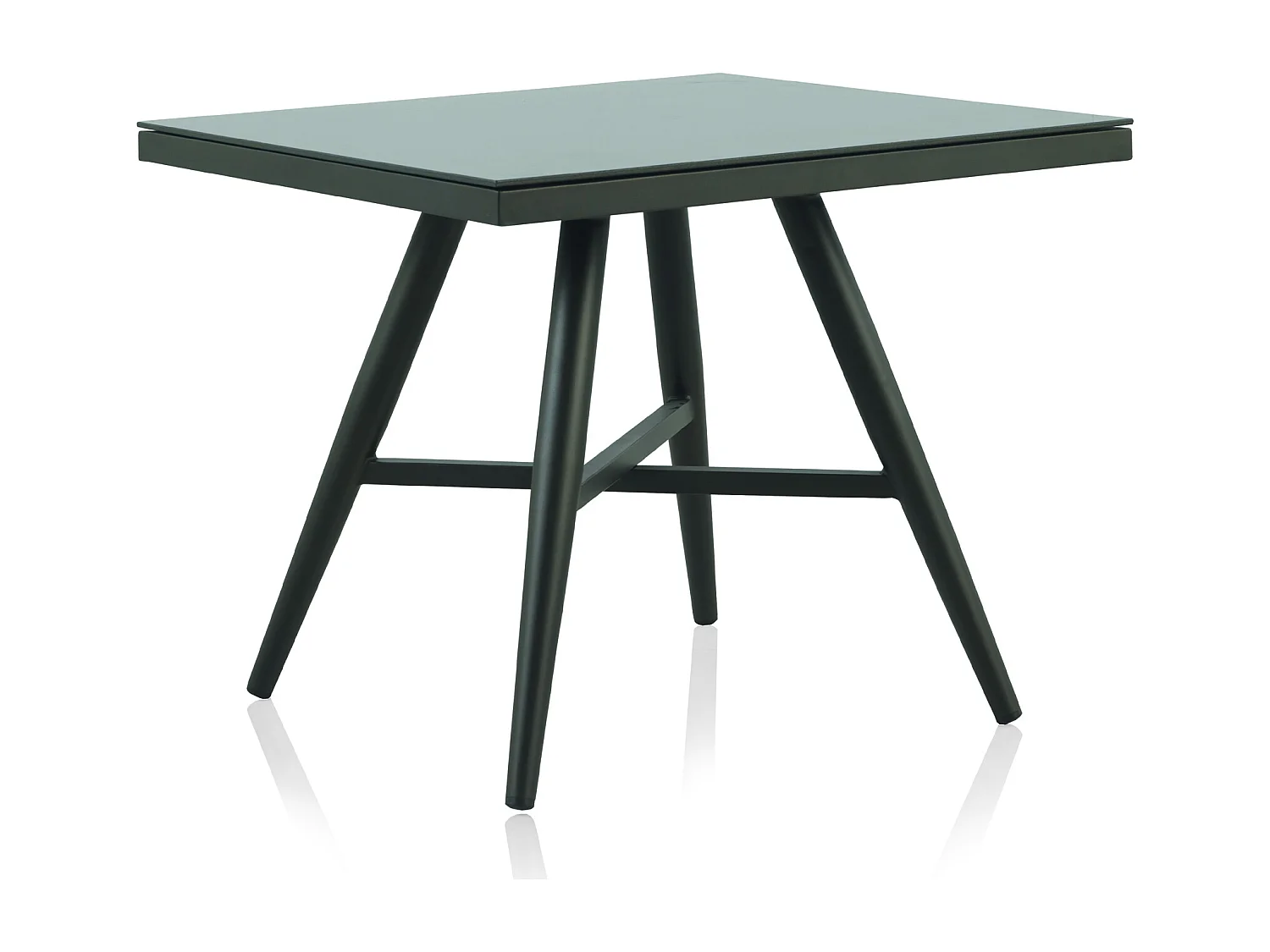 Mesa de aluminio marrón y cristal templado efecto piedra 90x90 cm