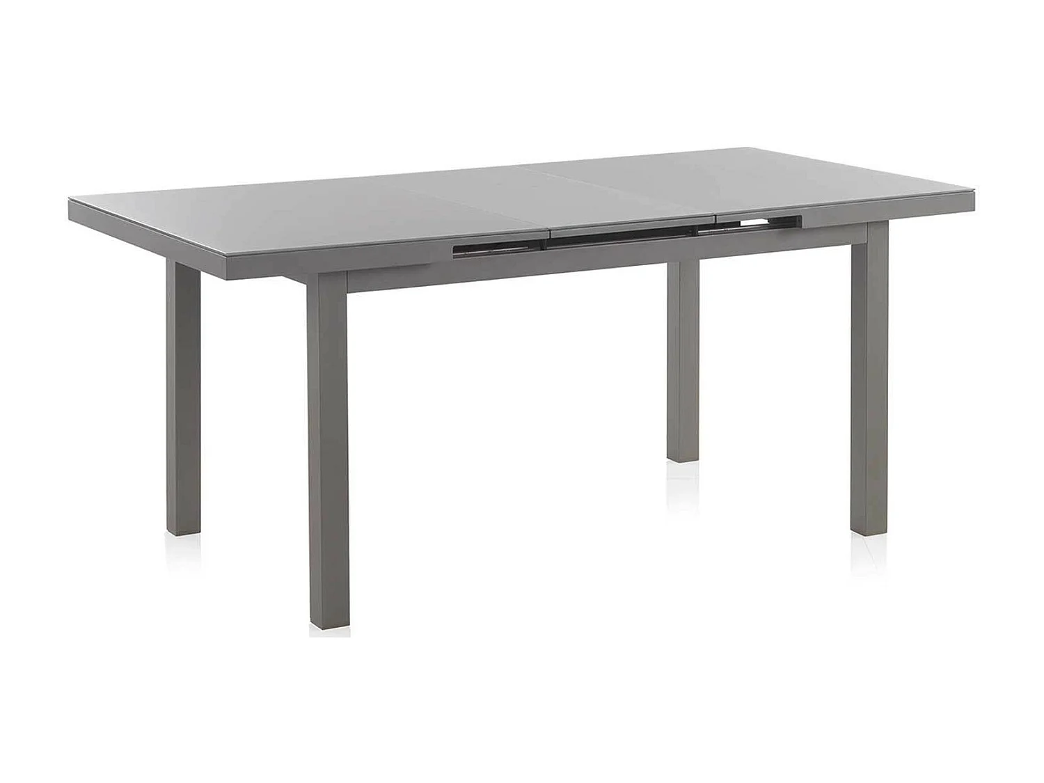 Table extensible en aluminium couleur taupe avec plateau en verre trempé 140/180X90 cm