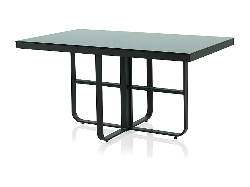 Mesa de aluminio marrón y cristal templado negro 152x90 cm