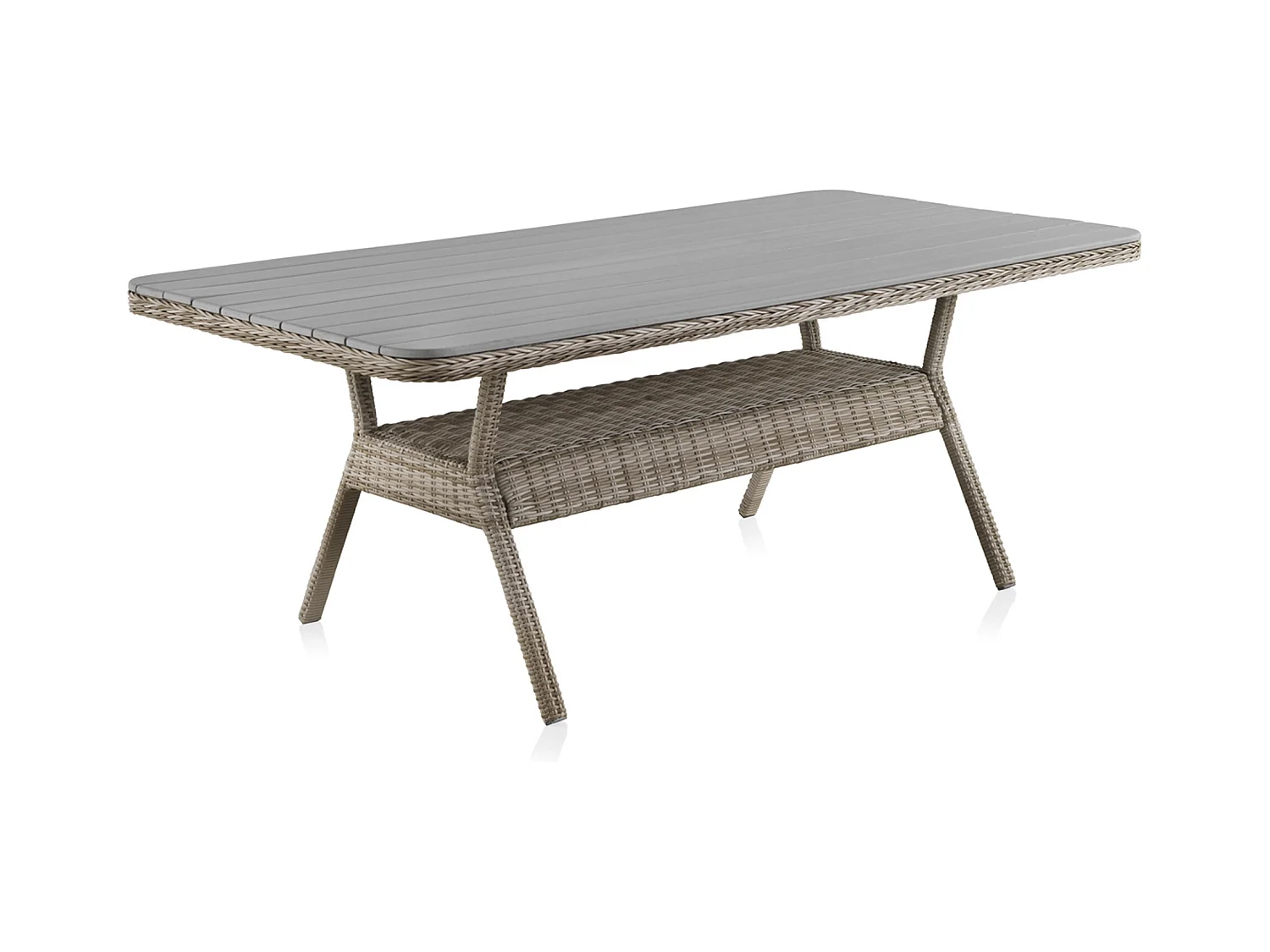 Table aluminium fibre marron plateau lames de fibre gris 200X100
