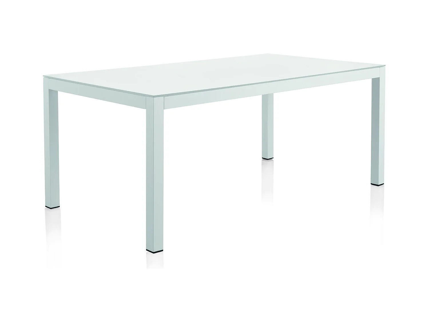 Table aluminium blanc avec plateau verre trempé blanc 180x100 cm